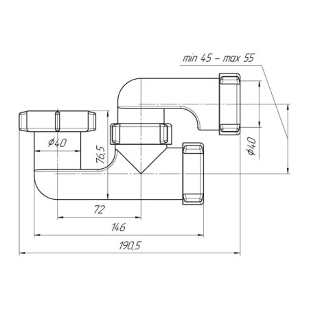 Siphon for the shower pallet "Ani Plast" E200, 1 1/2 "x 40 mm, adjustable-1