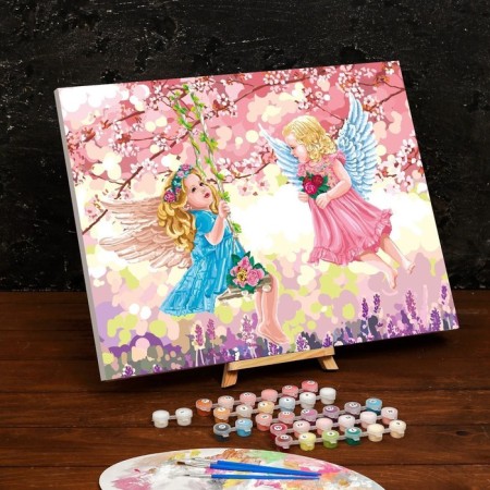 Picture on numbers on a canvas with a subframe of "Angels", 40 x 50 cm-1