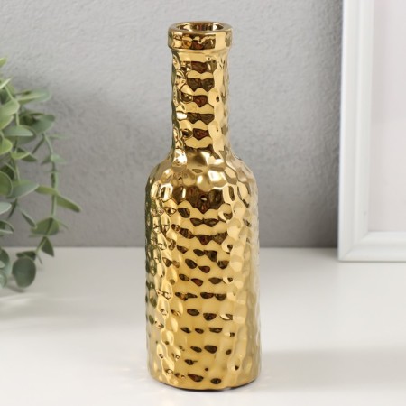 Ceramics candlestick per 1 candle "bottle" d = 1.5 cm gold 6x6x20 cm-1
