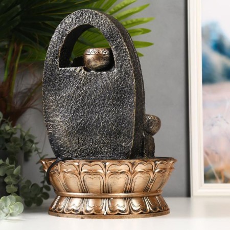 The desktop fountain from the network, Lakshmi backlight in the arch with waterfall 40x27x27 cm-3