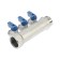 Collector "STM", 1 "X1/2", external threads, 3 exits, with ball valves, nickel.