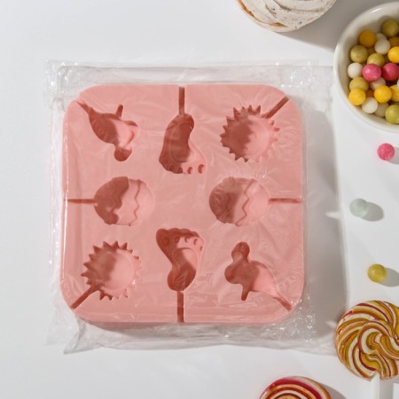 Silicone form for candies "Sunny Day", 14 × 14 × 1.5 cm, 8 cells, with sticks, color mix-5
