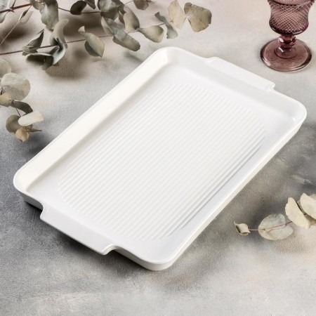 Porcelain dish for baking Magistro "Blanche", 40.5 × 25.5 cm, white color-1