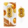 A candle for a cake, a number, brilliant “8”, gold, 4 x 10 cm.