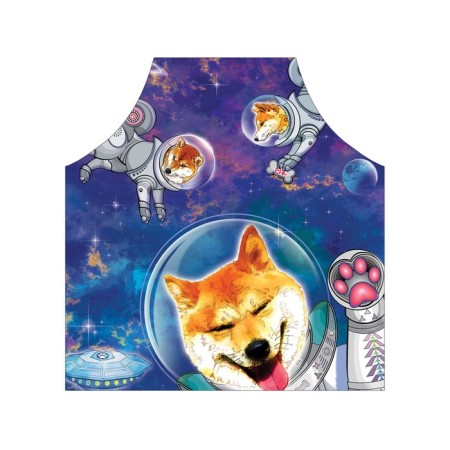 Apron of a kitchen with a photo print "Dogs in space", adjustable, size OS-2