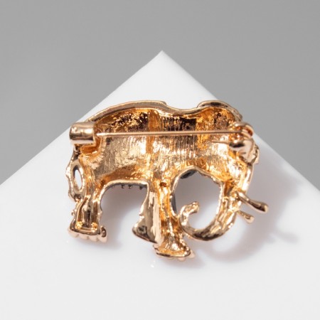 Brooch "Indian Elephant", red-gray color in gold-5