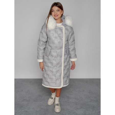 Coat insulated winter female, size 46, color light gray-8