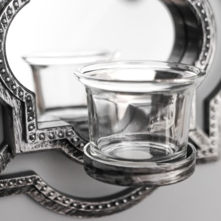 Climber Wall glass per 1 candle "Reflection" set 2 pcs D-4 cm. Art. silver. 8x20x20.5 cm-2