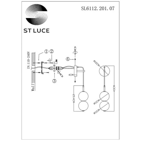 Sconces st. SL6112.201.07. Ode. 1x7 W, LED, 4000K, 525 LM, 12x43 cm, golden color-4