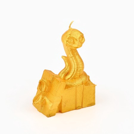 New Year's candle "Snake with a gift", for the New Year, gold 77 x 61 x 35-2