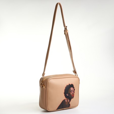 Women's bag over the shoulder Textura, small size, beige color-3