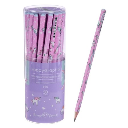 Pencil Chernographic 2 mm Happy Graphix "Unicorns", NV, three -sided