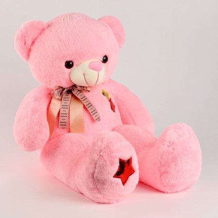 Soft toy "Bear", with stars, 80 cm, pink color-1
