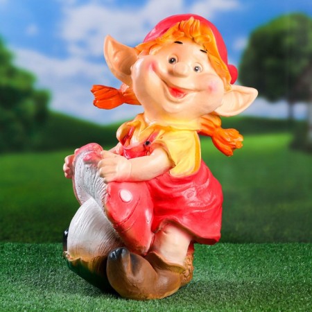 Garden figure "Gnome Girl on fly agaric" 27x28x39cm