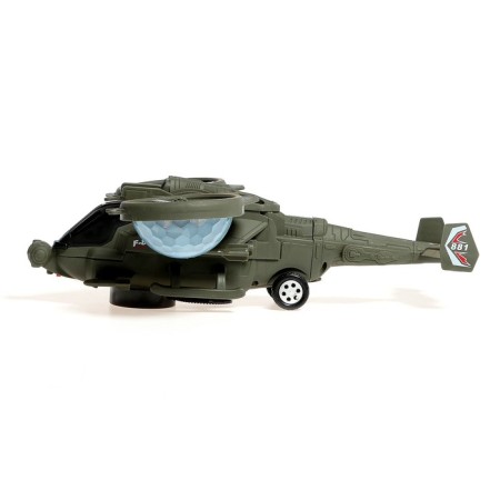 The “fighter” helicopter, works from batteries, light and sound, green color-1