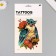 Tattoo on the body color "owl in peony" 26.1x14.6 cm