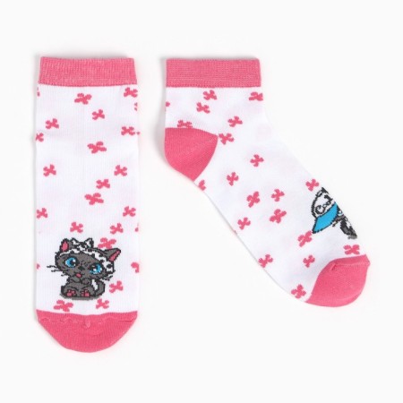 Women's socks, white color/cat, size 38-40-2