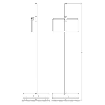 Star with a towel holder rectangular for a bathroom 80 cm, matte glass, chrome, fbs-1