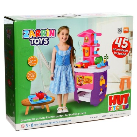 Hut Kitchen game kitchen, with a set, 45 items, the color of a violet pink-3