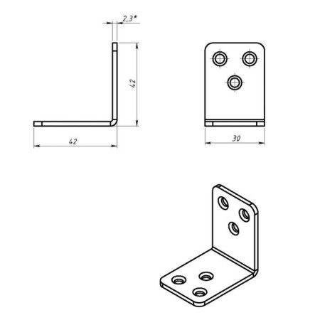 Corner Furniture Tundra Krep, 42x42x30x2.3 mm, zinc, in packaging 1 pc.-3