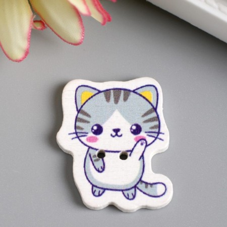 A set of buttons for creativity is a tree "Kitten - Hello!" set 15 pcs 2.7x2.3 cm-3