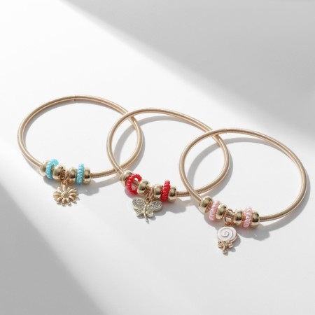 Bracelet Assorted "Margeri" set of 3 pcs., Multi, colored in gold-1