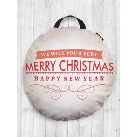Pillow Siddle "New Year's inscription", decorative, d = 52 cm-4