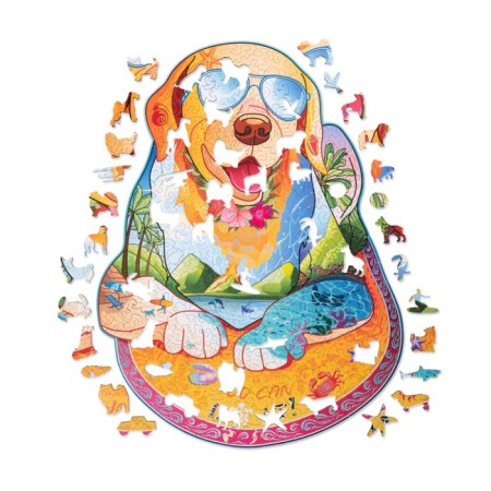 Wooden Puzzle "Labrador-Serfing", with Swarovski 46 × 35 cm crystals-4