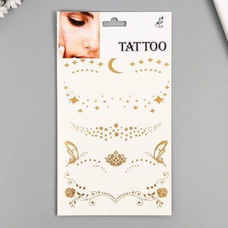 Tattoo on the body gold "Fresh-star" 26x14.5 cm-2