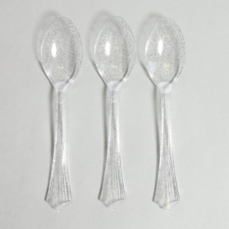 Tablespoons plastic "shine", in a set of 12 pieces, silver color