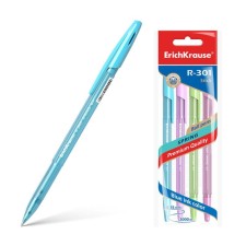 Set of ballpoint pens 4 pieces R-301 Spring, node 0.7 mm, blue ink, letter line length 1000 meters, euro suspension