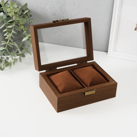 Casket wood for clock 2 divisions "Style" Brown 11x16.5x7.5 cm-1