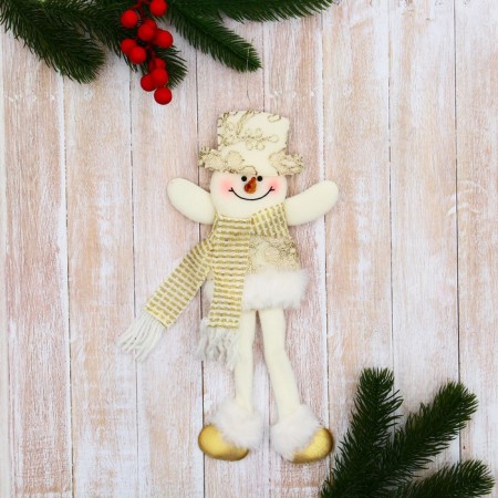Soft suspension "Snowman in a suit with flowers, long legs" 8x24 cm, gold