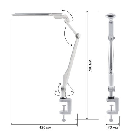 NLED-496-12W-S desktop lamp on the silver clamp-2