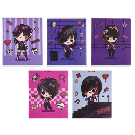 Notebook of 48 sheets in the cage "Girls Gotha", cover coated cardboard, glitter, mix