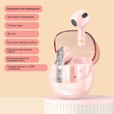 Wireless headphones R20, TWS, inserts, BT 5.3, 30/200 mAh, noise reduction, pink