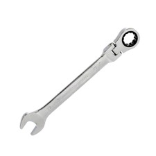 Combined rattling key Matrix 14871, CRV, articulated, mirror chromium, 19 mm