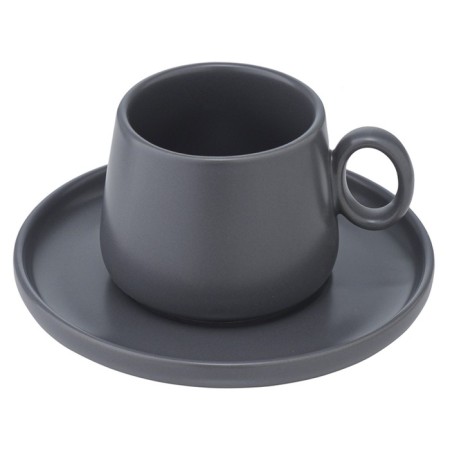 A set of cups with saucers Tkano Essential, 120 ml, 2 pcs, dark gray color-3