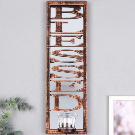 Climber Plastic, glass on 1 candle "Reflection of blessing" d-4 cm bronze 8x12x41 cm-1