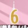 Candle for Cake "Super Suprine", 10.4 cm, number "6", gold sparkle