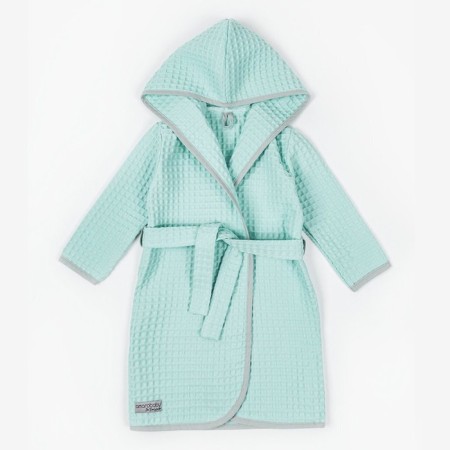 Халат детский с капюшоном Amarobaby Waffle, рост 122-128 см, цвет мятный-6