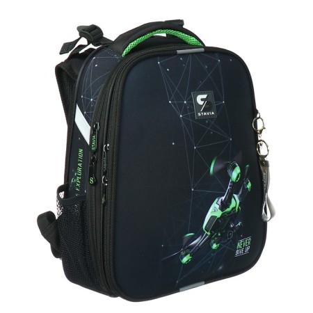 School backpack 38 x 30 x 16 cm, ergonomic back, stavia "drone", black-1