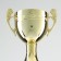 Cup 042C, award figure, gold, plastic stand, 26.2 × 8.7 × 7.5 cm.