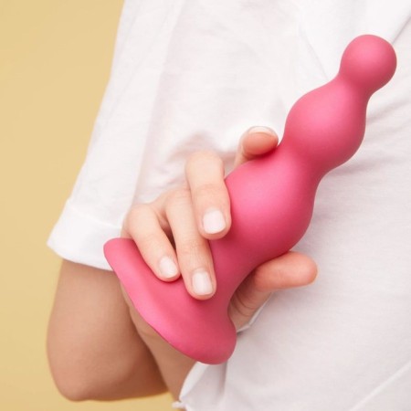 STRAP-ONE DILDO PLUG BEADS FRAMBOISE Metallic Metallic Gallemitator, 16 cm-1