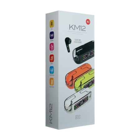 Wireless headphones KM12, TWS, inserts, BT 5.0, 30/200 mAh, transparent, white-7