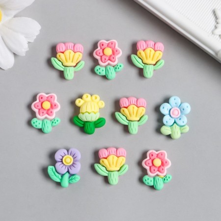 Decor for creativity plastic "Field flowers" set 10 pcs mix