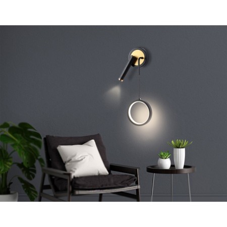 LED LED wall -mounted Ambrella Light, Linetech, FL51652, LED, 10 W, 750LUM, 4200K, Black Color, Gold-7