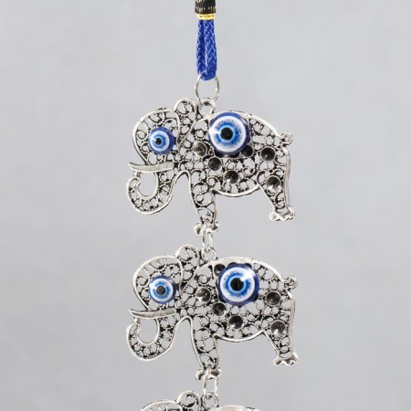 Wind music Metal "Three Elephants" from the evil eye with a brush 2 bells 30 cm-1
