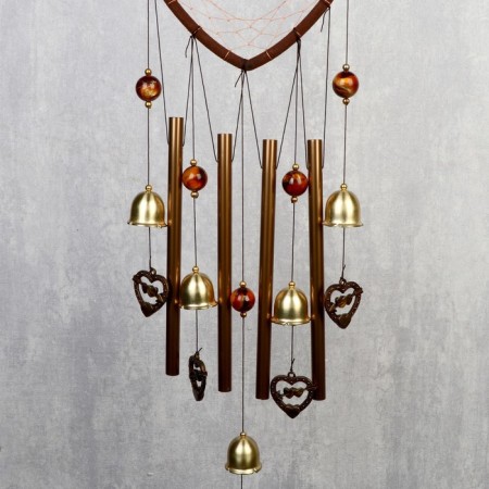 Wind Music Metal "Heart with hearts" 4 tubes 5 bells d = 17 cm length 65 cm-3