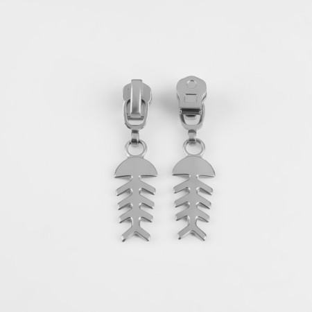 Automatic castle for metal zippers, No. 3, decorative, 10 pcs, Nickel color-2